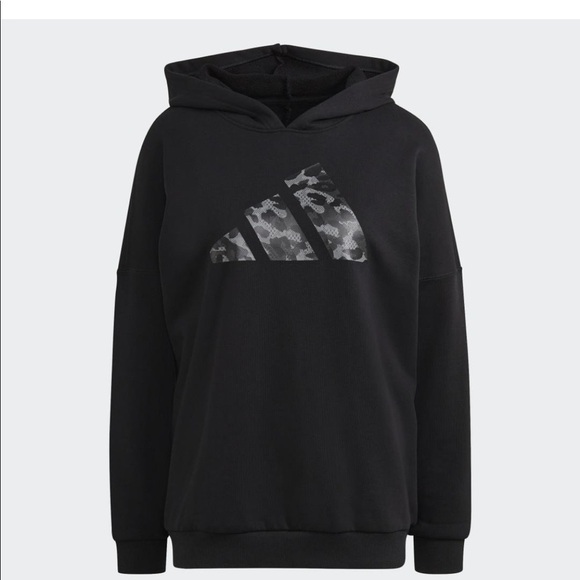Adidas Black Leopard Print Logo Sweatshirt/Hoodie size medium - Picture 1 of 13